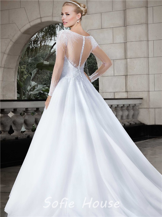 Top Long Sleeve Beaded Wedding Dress  Learn more here 