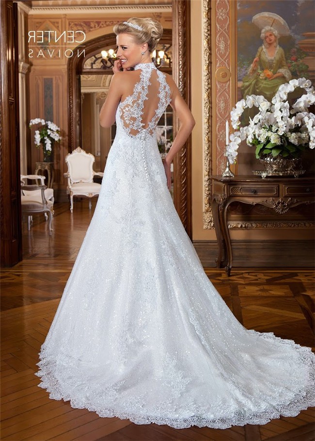 Amazing Lace Halter Wedding Dress in the world Don t miss out 