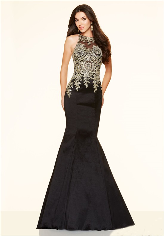 black and gold mermaid gown