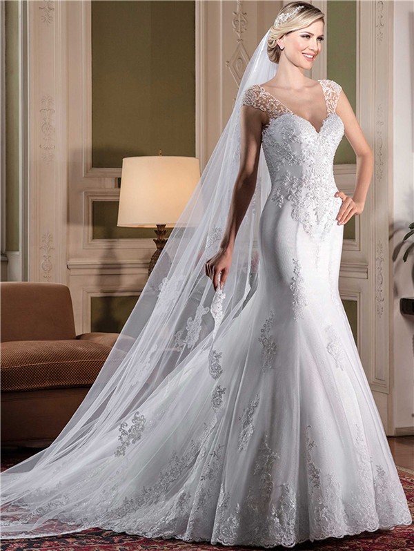 Amazing V Neck Mermaid Wedding Dress  Check it out now 