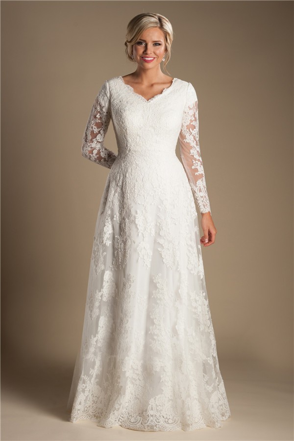 Amazing Long Sleeve Ivory Wedding Dress  Learn more here 