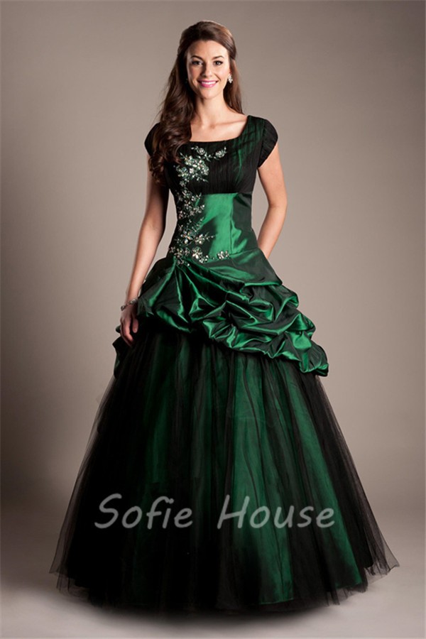 green ball gown