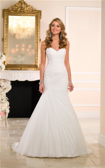 Image of simple ruched wedding dress
