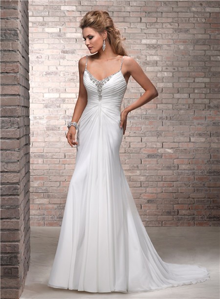 Image for simple chiffon wedding dress low back