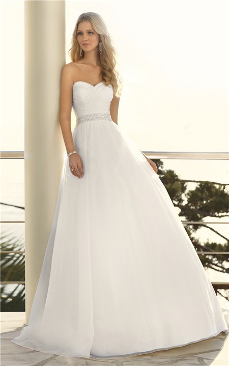 simple wedding dress with beltimage