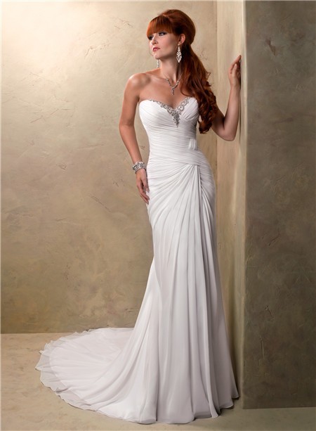 Image of simple ruched wedding dress