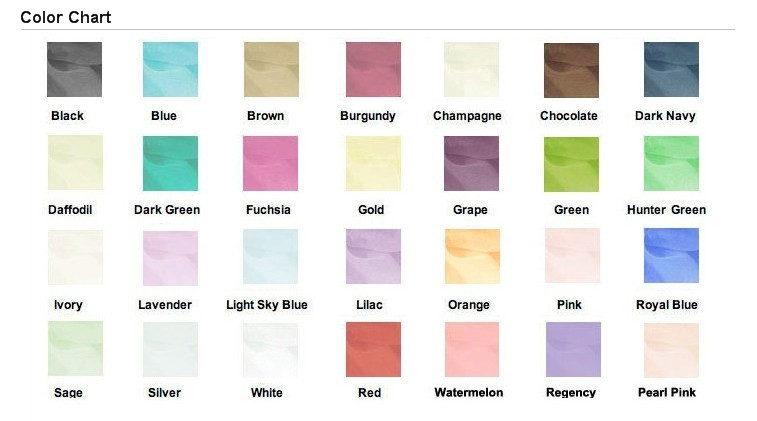 Organza Color Chart