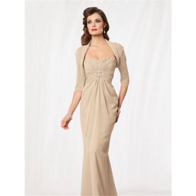 champagne chiffon mother of the bride dress jacket