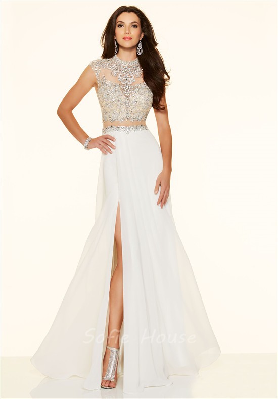 Two-Piece Prom Dress with Fully Beaded Bodice | Style 
