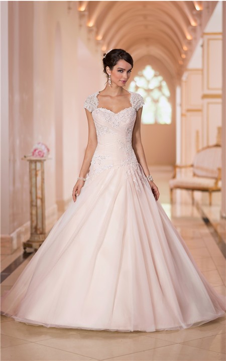 Ball Gown Sweetheart Keyhole Open Back Blush Pink Tulle Lace Corset