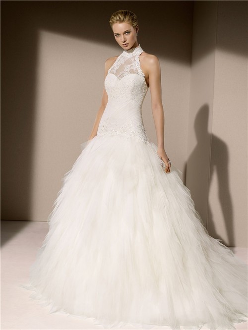 Drop Waist Tulle Wedding Dress 1