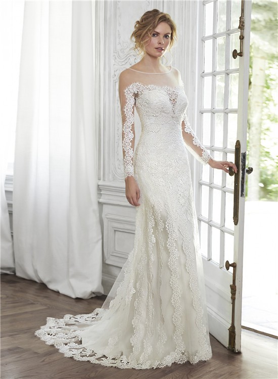 Lace Illusion Neckline Wedding Dress 8