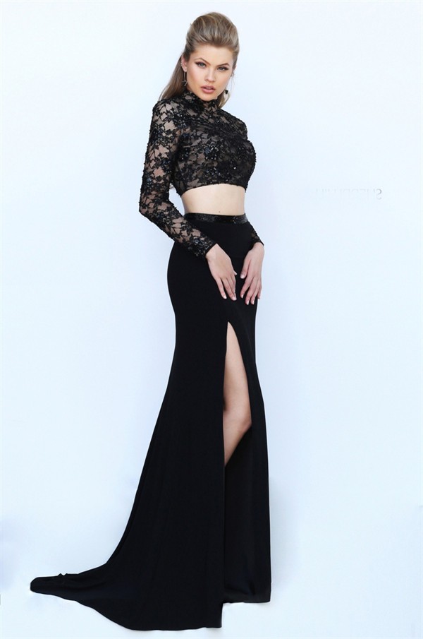 black long sleeve homecoming dress