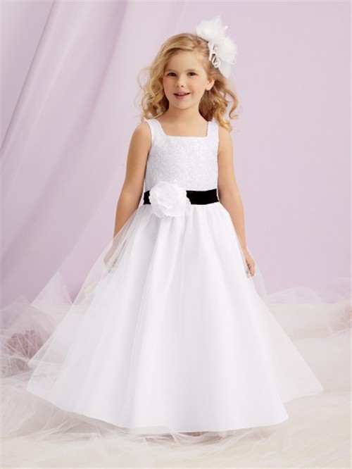 Simple A-line Princess White Tulle Designer Flower Girl Dress With ...