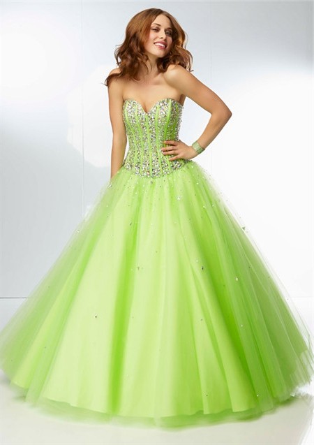 Ball Gown Strapless Sweetheart Corset Back Coral Tulle Beaded Crystal ...
